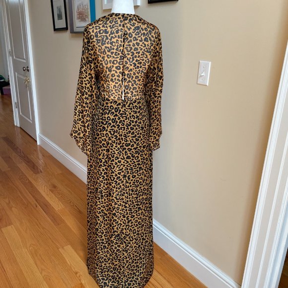 Wrap Effect Leopard Print Silk Chiffon Maxi Dress from Michelle Mason - Picture 4 of 11